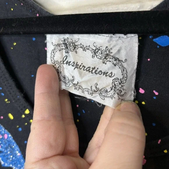 Women's Muscle Tank Beach Coverup Black One Size Fits All Splatter Palm Tree VTG - Picture 3 of 6